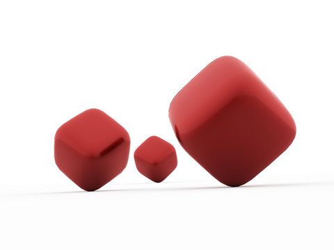 Red cubes icon concept rendered on white © pupes1