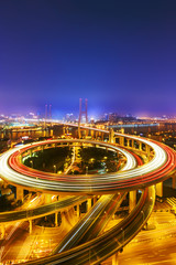 Fototapeta na wymiar skyline and road intersection in shanghai