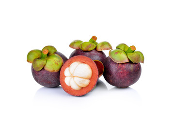Fresh mangosteen on white background
