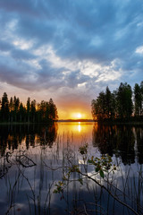 Sunset over a finnish lake