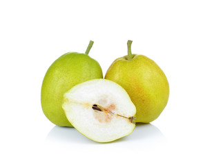 Pear fruit on white background