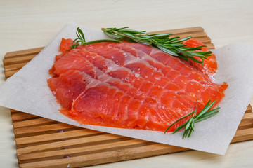 Sliced salmon