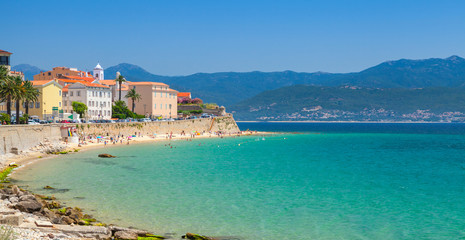 Ajaccio, Corsica island, France. Coastal cityscape - obrazy, fototapety, plakaty