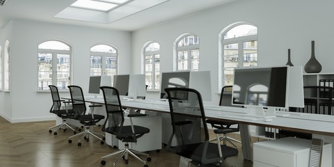 Großraumbüro in Altbau