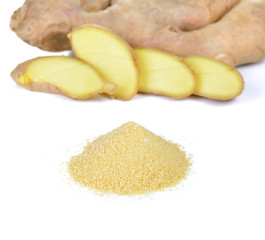 Pile of Ground Ginger  isolated on white background.