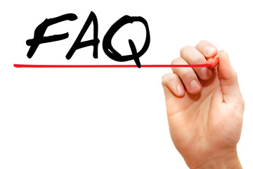 Hand writing acronym FAQ - Frequently Asked Questions with marker, business concept