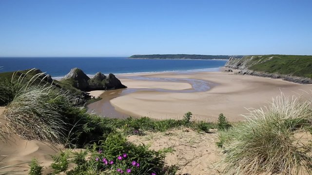 Three Cliffs Bay the Gower Peninsula Wales uk beautiful view