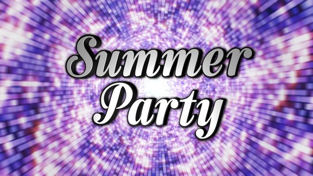 SUMMER PARTY Text and Disco Dance Background, Loop, with Alpha Channel, 4k