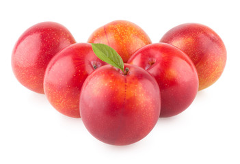 Fototapeta na wymiar red plums on white background