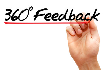 Hand writing 360 degrees Feedback with marker, business concept