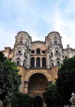 Renaissance church in the city of Malaga in Andalusia in southern Spain. The facade, unlike the rest of the building, is in Baroque style.