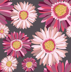 Beautiful seamless floral pattern, gerbera vector illustration