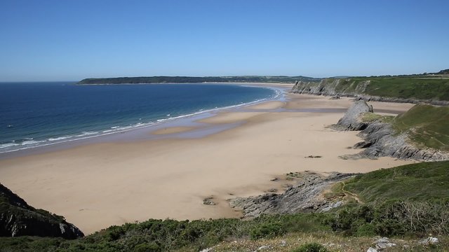 Welsh coast Three Cliffs Bay the Gower Peninsula Swansea Wales uk