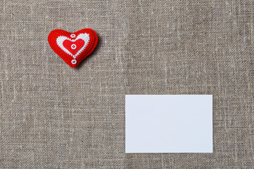 White blank notecard and handmade heart