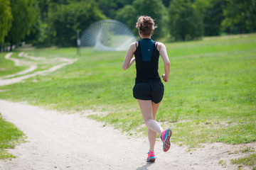 Young women jogging at park