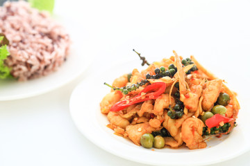 Spicy Thai Food in the white background