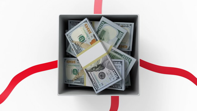 Unpacking a Gift. Four animations with money and without. Full HD (See more animations with presents in my portfolio)