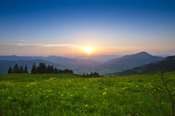 Sonnenuntergang in Tiro, Österreich