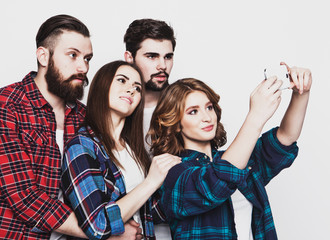 group of students taking selfie