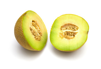 sweet melon slices isolated on white background