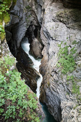 River searching his way thru rocks