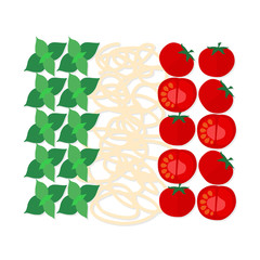 Italian colors made up of the typical ingredients of  cuisine