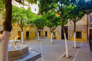 courtyard of the Church of the Savior in Seville, Spain