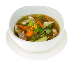 Thai Soup With Chenken and Vegetable (Tom Jued) isolated on whit