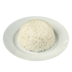 Plain Steamed Jasmine Rice isolated on White