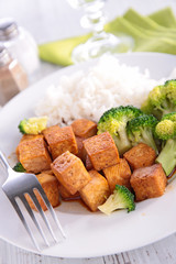 tofu,broccoli and rice