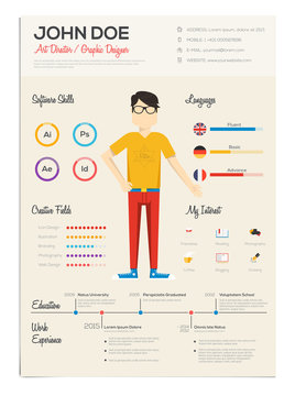 Flat Resume with Infographics