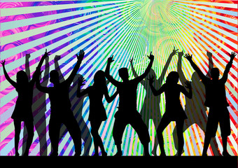 Dancing people silhouettes