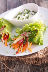 vegetable salad and sauce