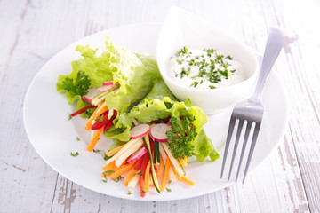 vegetable salad and sauce