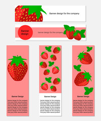 Design of Banners with Fresh Strawberry.