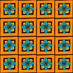 Vector floral colorful seamless pattern with hand drawn doodle elements.