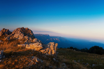 Dawn in the mountains. panorama