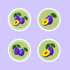 Design Stickers with Ripe Tasty Plum.