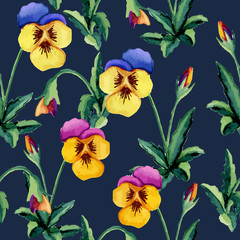Dark blue pansy pattern