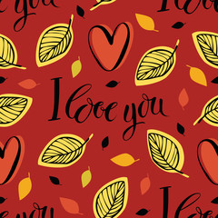 I love you pattern. Red background