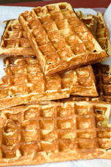 Fresh homemade fried soft Vienna waffles