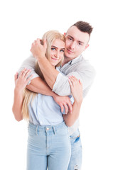 Romantic young couple hugging