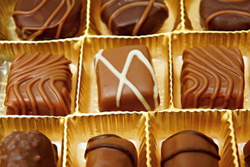Chocolates candies in a box