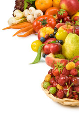  fruits and vegetables on a white background