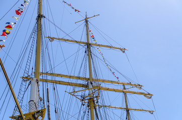 Masts and rigging of a tall ship