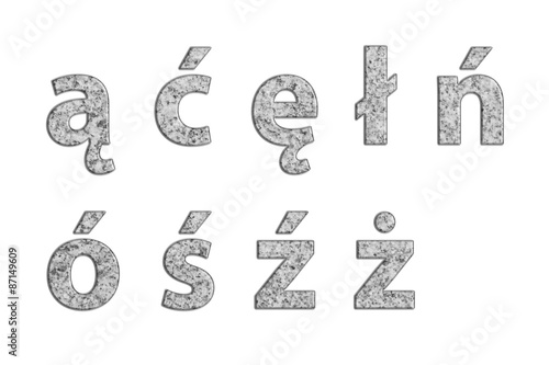 &quot;Polnische Buchstaben, polnische Sonderzeichen aus Granitstein auf