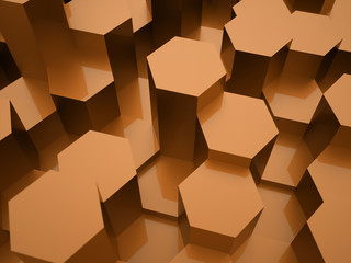Orange hexagonal background texture