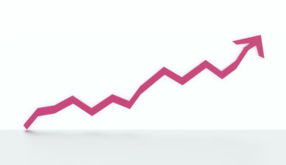 Pink business graph chart arrow rendered