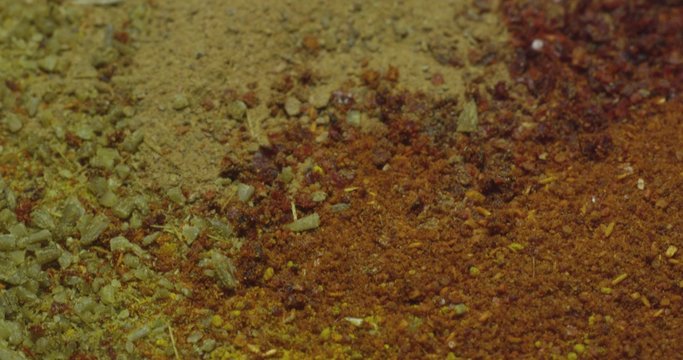 Spices cumin, paprika, turmeric, cinnamon. Macro.