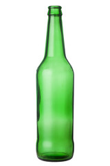 Empty beer bottle isolated on white background